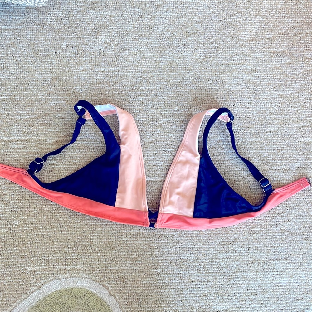 Cupshe size small bralette peach pink and blue color block swim top